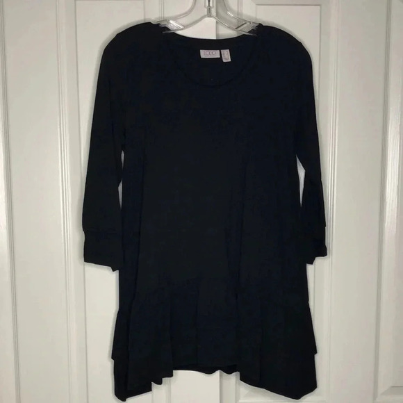 🌸NEW🌸 LOGO Black Ruffle Hem Tunic Top - Picture 1 of 8